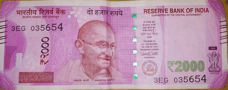 An Indian ₹2000 rupee banknote
